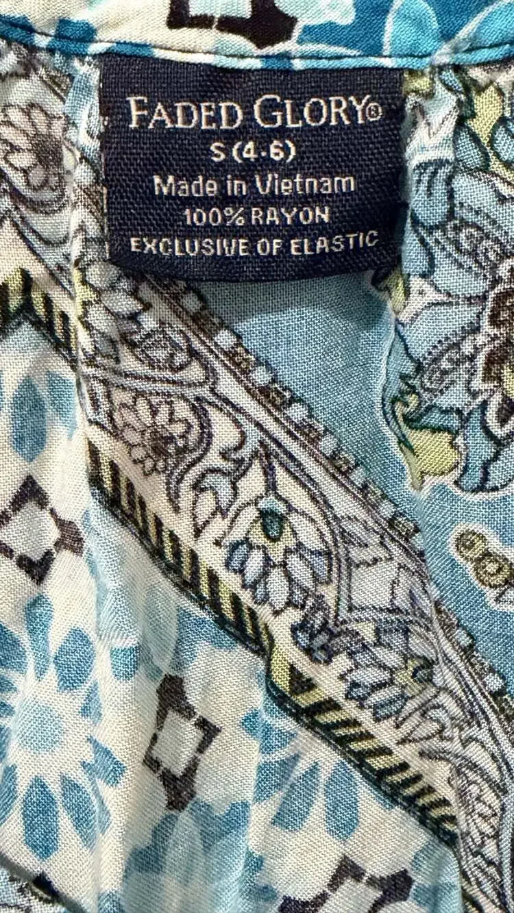 Faded Glory Blue Boho Maxi Dress - S (Fits S–L / Up to Size 10)
